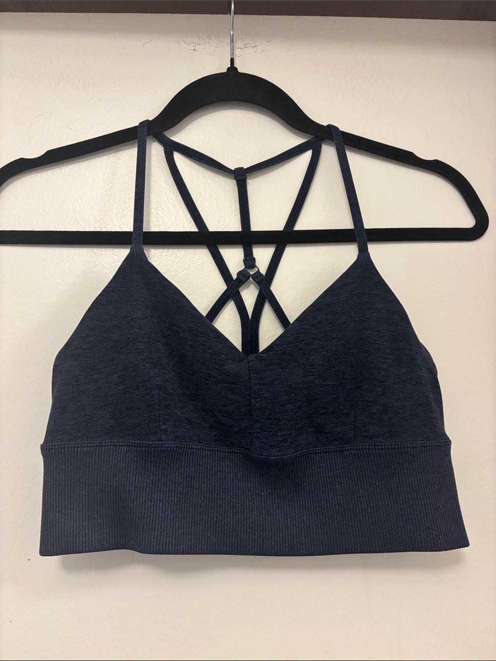 Alo Strappy Navy Bralette Crop Top sports bra
